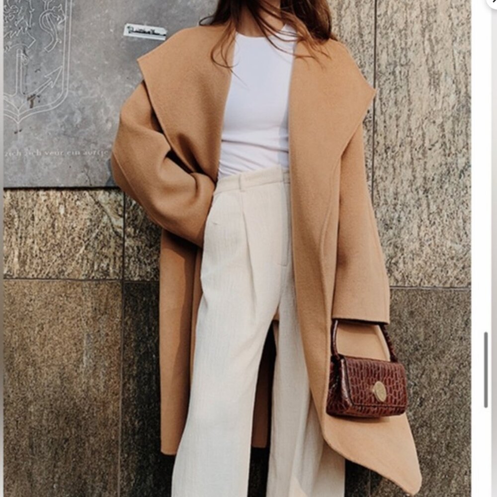 The Curated Wrap Coat Cashmere Wool Blend in Camel